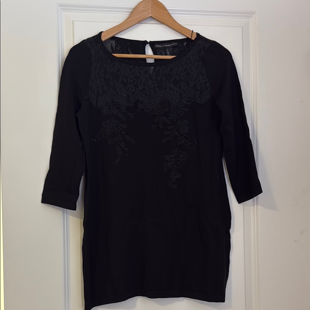White House Black Market Elegant Black Floral Blouse